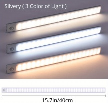 DecHome UQ02617_40 Luce LED per Armadio Attacco Magnetico Ricaricabile 40cm Argento UQ02617