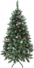 DecHome W646GN Albero di Natale Alto 150 cm con 398 Rami Pigne e Bacche Rosse Verde