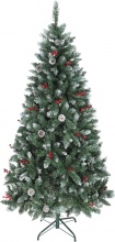 DecHome W647GN Albero di Natale Alto 180 cm con 620 Rami Pigne e Bacche Rosse Verde