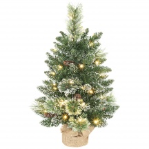 DecHome W667GN Albero di Natale Piccolo Alto 60cm 35 Luci Led e 64 Rami con Pigne Verde