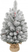 DecHome W669GN Albero di Natale Piccolo Alto 60cm 72 Rami Innevati,Pigne e Bacche Verde