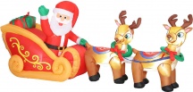 DecHome W690RD Babbo Natale Gonfiabile con Slitta, Renne, 6 Luci Led e Gonfiatore