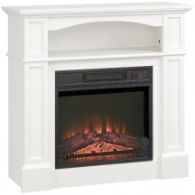 DecHome W696WT Camino Elettrico 1800W con Effetto Fiamma LED e Ripiano Integrato Bianco