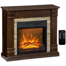 DecHome W697DR Camino Elettrico da Incasso a Terra con Fiamma e Timer Marrone