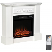 DecHome W698WT Camino Elettrico da Terra 1800W Effetto Fiamma Telecomando Timer Bianco