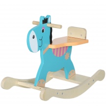 DecHome W711GN Cavallo a Dondolo a Forma di Asino per Bambini Verde Scuro e Arancione