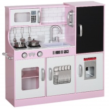 DecHome W721PK Cucina Giocattolo Legno per Bambini 3-8 Anni Fornelli e Lavandino Rosa