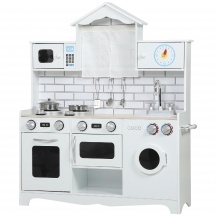 DecHome W725WT Cucina Giocattolo Bambini 3-6 Anni Accessori e Manopole con Suoni Bianco
