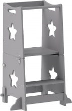 DecHome W807GY Scala Montessori Convertibile in Set Tavolo e Sedie in Legno Grigio