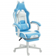 DecHome W815LB Sedia da Gaming Reclinabile con Poggiapiedi e Cuscini BiancoRosa