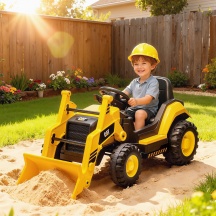 DecHome WTZ443 Ruspa Elettrica Bambini 3-6 Anni Caterpillar 12V con Telecomando Giallo