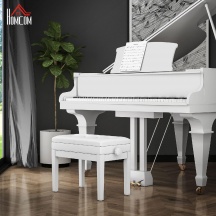 DecHome WTZ524 Sgabello Pianoforte Regolabile Seduta Imbottita 54.5x33x48-58 cm Bianco
