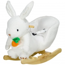 DecHome WT-33OR Dondolo Coniglio con Suoni Cavalcabile per Bambini da 18+ Mesi Bianco