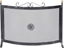 DecHome per30x Parascintille Curvo per Camino Ferro Battuto + Pomi Ottone cm 70x50