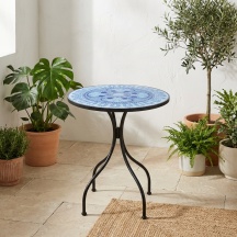 Decojardin TAVHELLAS80 Tavolo da Giardino Rotondo AcciaioCeramica 80x75 Mosaico Tavhellas