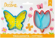 Decora C0255075 Stampo per Dolci Tagliapasta Farfalla e Fiore in Plastica 2 Pz 7 - 7,5 cm