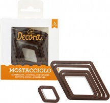 Decora DEC0255085 Stampo per Dolci Tagliapasta Mostacciolo in Plastica Set 5 Pezzi Marrone