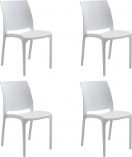 Divina Home 700DVH330 Set 4 Sedie da Giardino Impilabile 46x54x80 cm Bianco Sofia