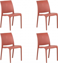 Divina Home 724DVH334 Set 4 Sedie da Giardino Impilabile 46x54x80 cm Rosso Sofia