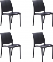 Divina Home 731DVH332 Set 4 Sedie da Giardino Impilabile Polipropilene 46x54x80 Nero Sofia