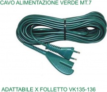 Domestik Line 880416 Cavo Verde Mt.7 mm 2x0.75 Spina Italia Vk135 136