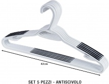 Domoliving 901220 Stampelle Plastica Set 5 pezzi Bianco