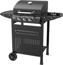 Domus 2446481 Barbecue a Gas da Giardino 3 Bruciatori + 1 Fornello Nero  Mambo