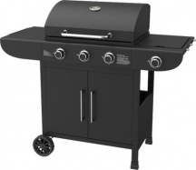 Domus 2446482 Barbecue a Gas da Giardino 3 Bruciatori + 1 Fornello Nero  Samba