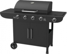 Domus 2446483 Barbecue a Gas da Giardino 4 Bruciatori + 1 Fornello Nero  Samba