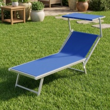 Domus 2613008 Lettino Prendisole da Giardino Set 2 Lettini Pieghevoli 188x71x41 cm Blu