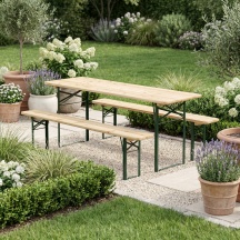 Domus 120-60-76 Tavolo da Giardino Set Birreria Tavolo + 2 Panche 120x60x76 cm Legno
