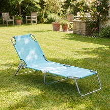 Domus Male Lettino Prendisole da Giardino Pieghevole 190x58x27 cm BluCeleste