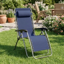 Domus Virtus Sdraio da Giardino Pieghevole Poggiagambe MetalloTessuto 90x65x112 cm Blu