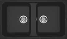 ELLECI Lavello Cucina 2 Vasche da Incasso Larghezza 86 Cm materiale Granitek colore Nero G40 - LG245040 Life 450