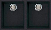 ELLECI LGQ35040BSO Lavello Cucina Sottotop 2 Vasche 76 cm Nero G40  Quadra 350