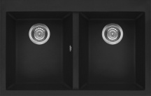 ELLECI LGQ35040 Lavello Cucina 2 Vasche Incasso 79 cm Granitek Nero  Quadra 350