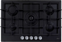 ELLECI PGPP75140CS Piano Cottura 5 Fuochi a Gas 75 cm Keratek Nero  Plano Plus 75