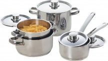 EXCELSA 42947 Batteria Pentole Induzione 9 Pezzi in Acciaio Inox Mediterranea