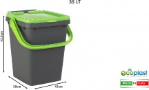 Ecoplast 527566 Pattumiera Ecoplus litri 35 Coperchio Verde