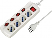 Electraline 62058 Ciabatta Elettrica 4 Posti Schuko 2 P+T singoli interruttori 62024