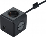 Electraline 62099 Ciabatta Multipresa Nera 4 Posti USB  Cubo Dual