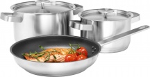 Electrolux E3SS Batteria Pentole Induzione 3 Pezzi Antiaderenti in Acciaio Inox