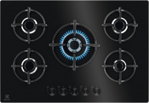 Electrolux EGG75372K Piano Cottura 5 Fuochi a Gas 75 cm  Vetro  Nero