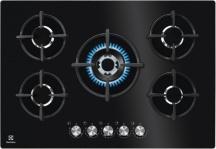 Electrolux KGG75372K Piano Cottura 5 Fuochi 74cm Gas 1 Bruciatore Wok Vetro Nero