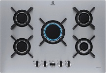 Electrolux KGU753723Z Piano Cottura 5 Fuochi (1 Doppia Corona) Gas 70 cm Acciaio
