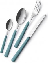 Eme BARF24FA63 Set Posate Fast 24 pezzi in Acciaio Inox colore Celeste