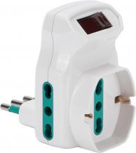 FANTON 346b392 Adattatore Triplo 10A Schuko 1016A Fme Bianco + Interruttore Termico