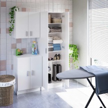 FORES HABITAT 51480 Mobile Multiuso Pensile 2 Ante 2 Ripiani 59x27x60h cm Bianco