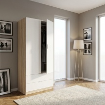 FORES HABITAT LC1222F Armadio Guardaroba 2 ante battenti Legno 80x52x180 BiancoRovere