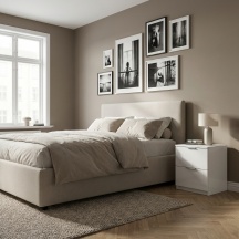 FORES HABITAT LC7820O Comodino Camera da Letto 2 Cassetti in Legno 38x34x45 Bianco Urban